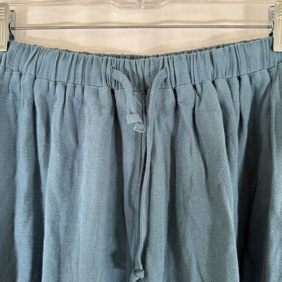 Tarse Pants Women's Medium Green Pull On Drawstring Cargo Pockets Linen - Picture 6 of 12